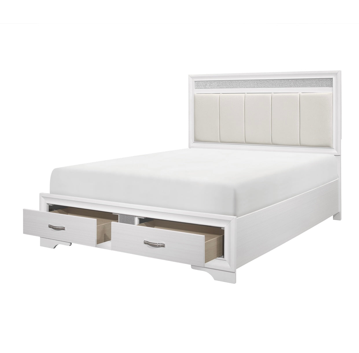 Queen Platform Bed with Footboard Storage 1505W-1