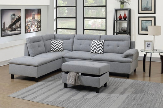 Gray Sectional with Ottoman F6589