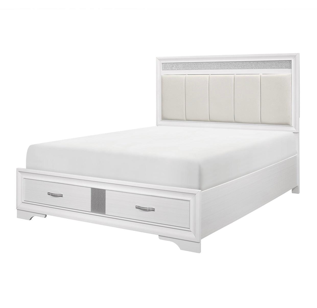 Cama Queen con plataforma y almacenamiento en el pie de cama 1505W-1