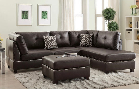 Brown Sectional with Ottoman F6973