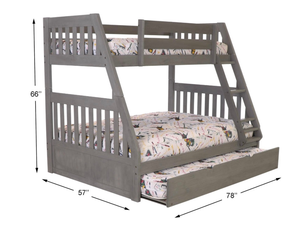 Twin/Full Bunk Bed w/ Trundle Charcoal 3218-TRUND