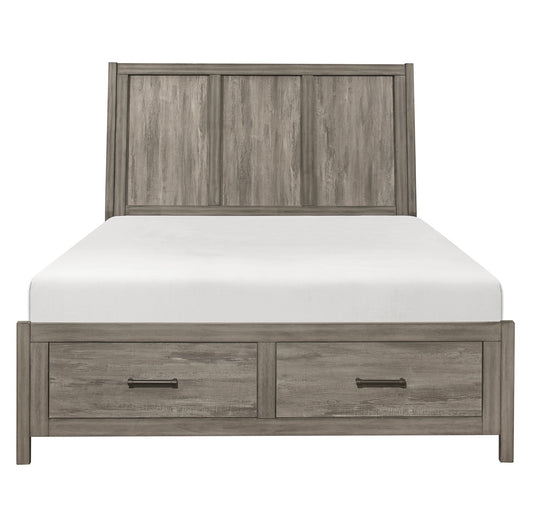 Queen Platform Bed with Footboard Storage 1526-1