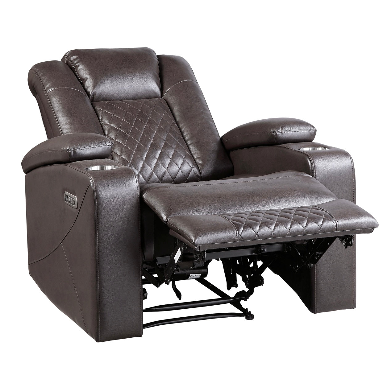 Power Reclining Chair with Power Headrest, Cup holders and Storage Arms 9366DB-1PWH