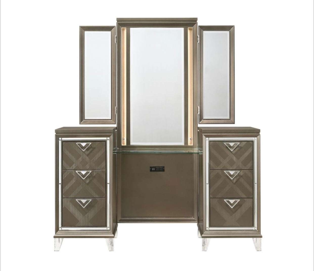 3 PCS Skylar Vanity Desk, Mirror and Stool 25327