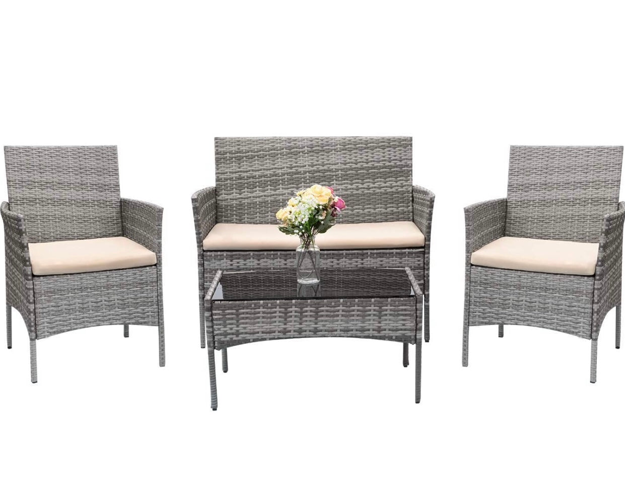 4 PCS Gray Patio set