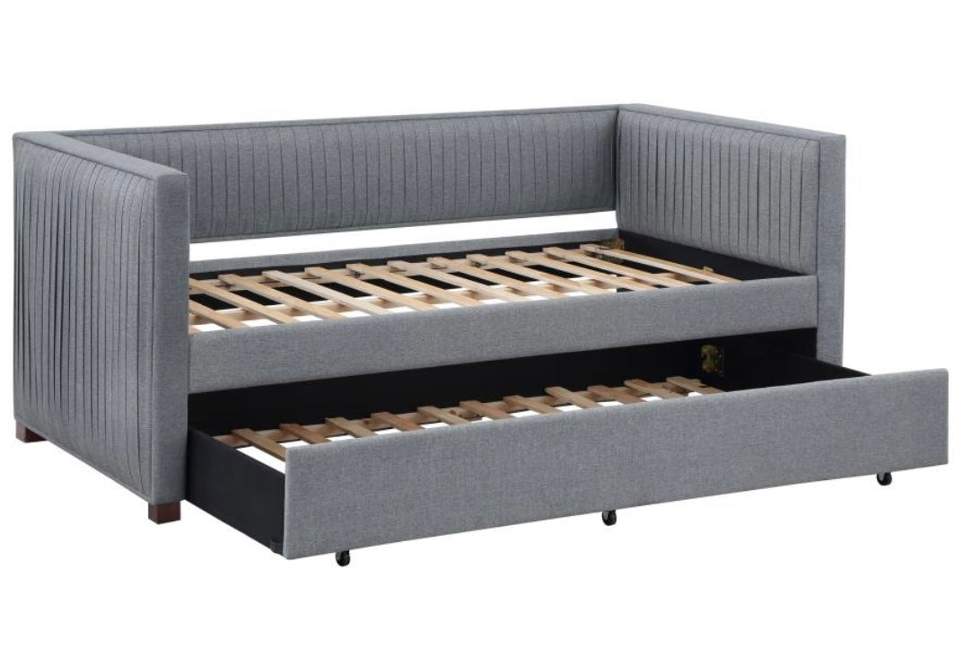 Brodie Upholstered Twin Daybed with Trundle Grey 300554