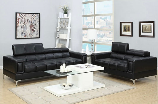 2 PCS Black Sofa and Loveseat F7239