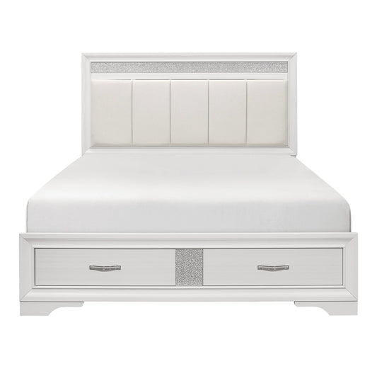 Queen Platform Bed with Footboard Storage 1505W-1