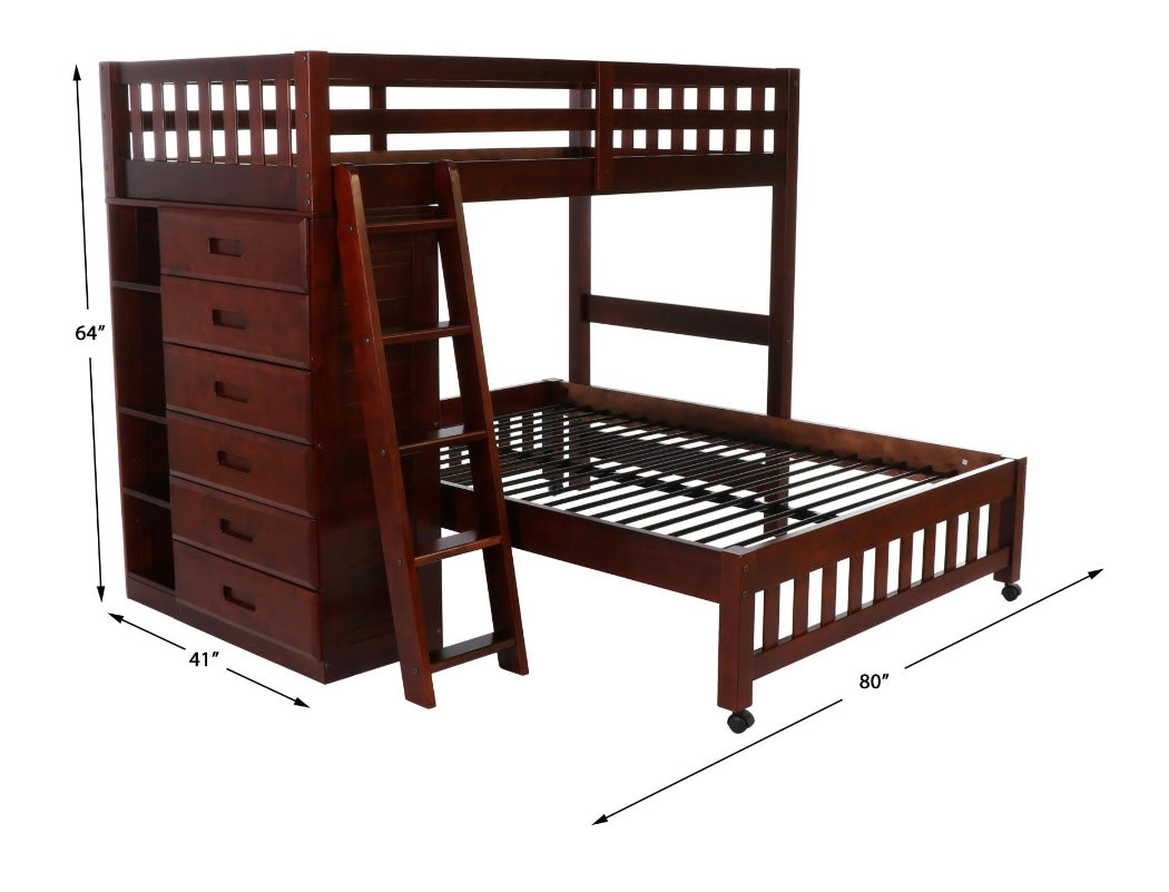 Twin/Full Loft Bed Merlot 2806