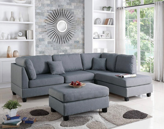 Seccional gris con otomana F7606