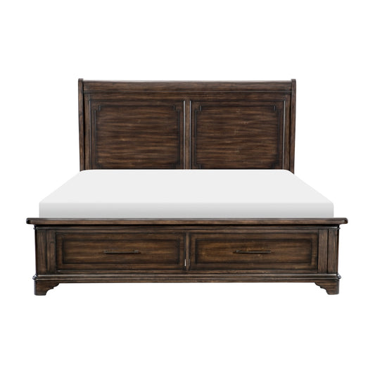 Cama tamaño queen con plataforma y almacenamiento en el pie de cama 1406-1