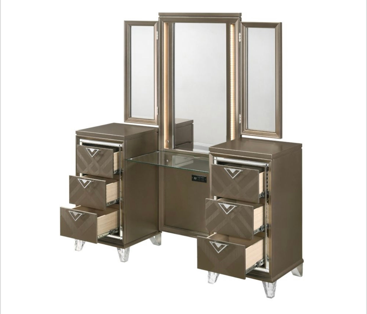 3 PCS Skylar Vanity Desk, Mirror and Stool 25327