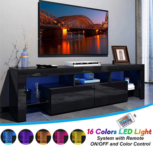 Black LED TV Stand 63” length