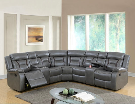 Seccional reclinable gris F6650