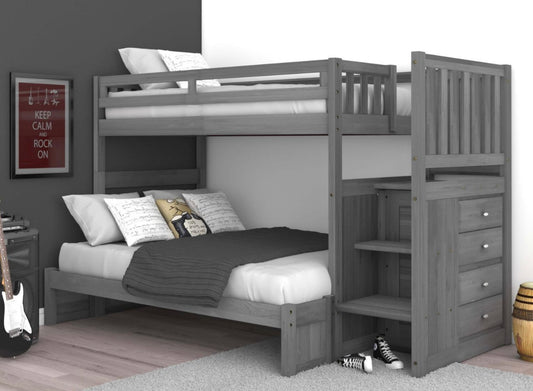 Twin/Full Staircase Bunk Bed Charcoal 3217-T/F