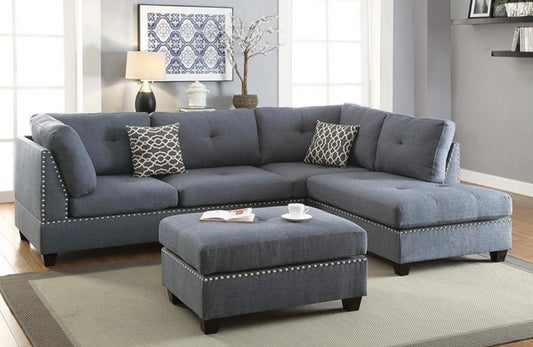 Gray Sectional with Ottoman F6975