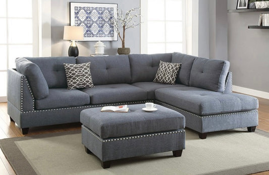 Seccional gris con otomana F6975