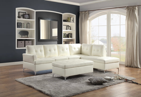 3-Piece Sectional with Right Chaise and Ottoman 8378WHT*3