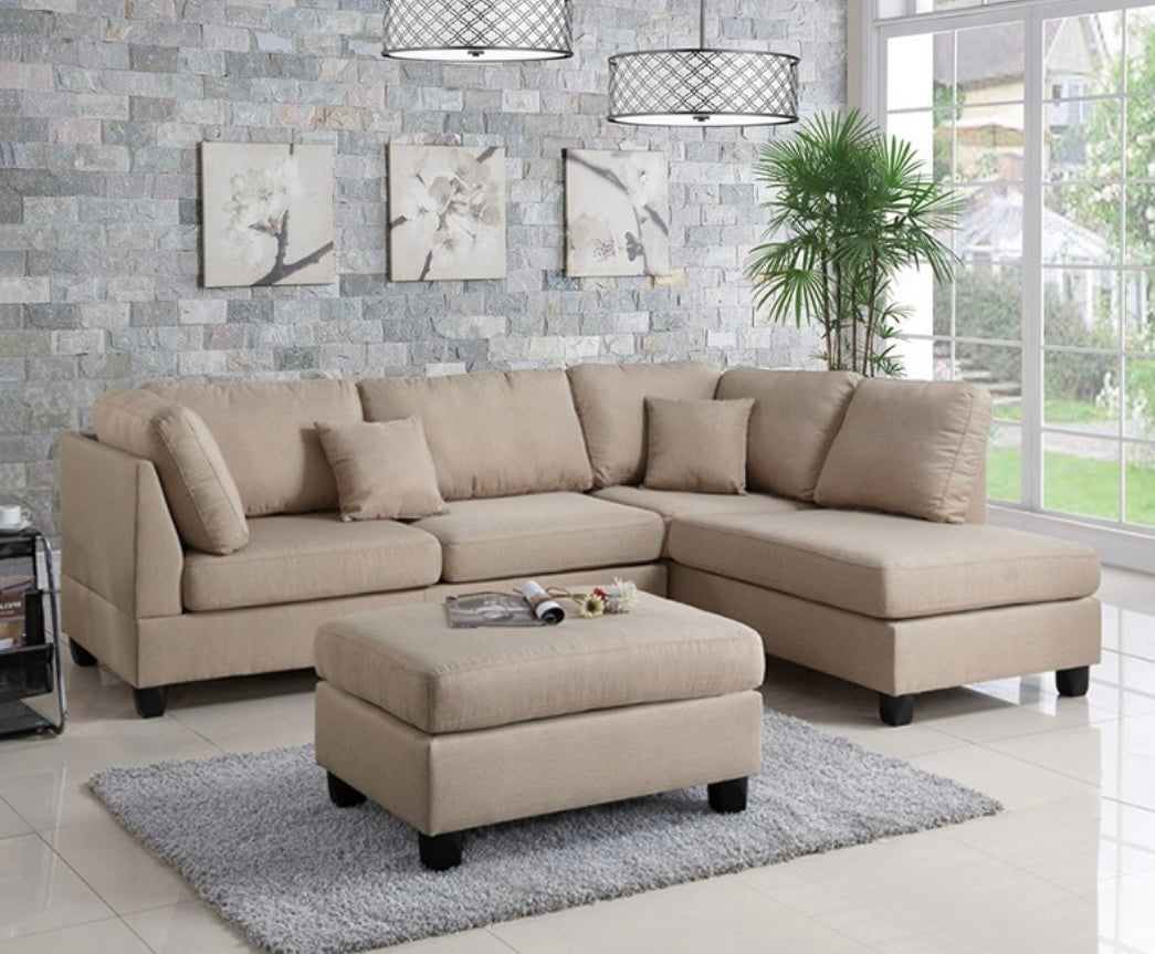 Seccional Beige con Ottoman F7605