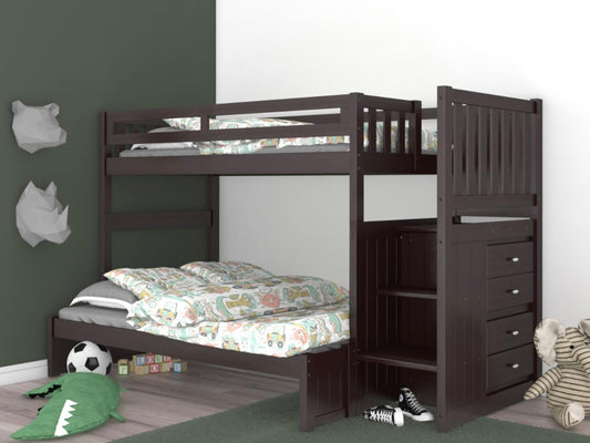 Twin/Full Staircase Bunk Bed Espresso 2917-T/F