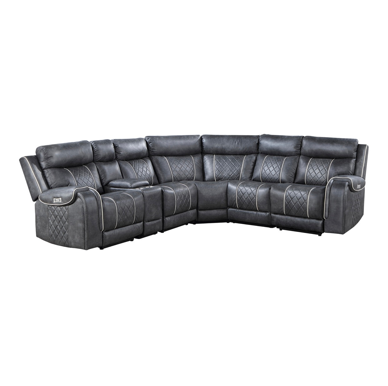 Seccional reclinable eléctrico modular de 6 piezas 9377GRY*6LRRRPW