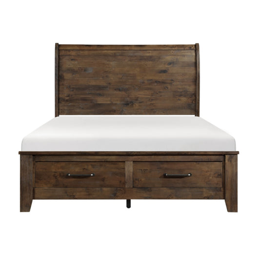 Queen Sleigh Platform Bed with Footboard Storage 1957-1