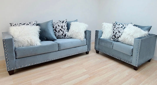 2 PCS Gray Sofa and Loveseat U300SL