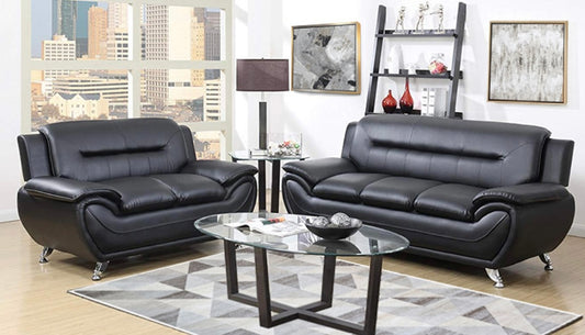 2 PCS Sofá E Loveseat U868 Preto