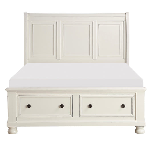 Cama con plataforma tipo trineo Queen con almacenamiento en el pie de cama 1714W-1