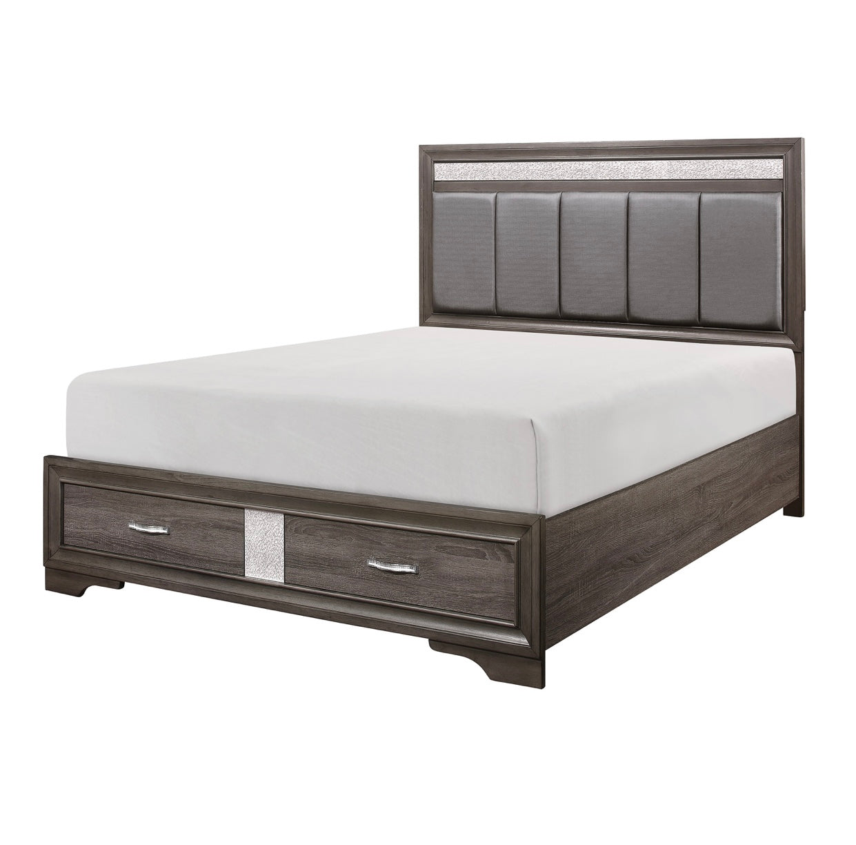 Cama Queen con plataforma y almacenamiento en el pie de cama 1505-1