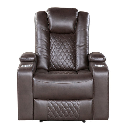 Cadeira reclinável elétrica com apoio de cabeça elétrico, porta-copos e braços de armazenamento 9366DB-1PWH