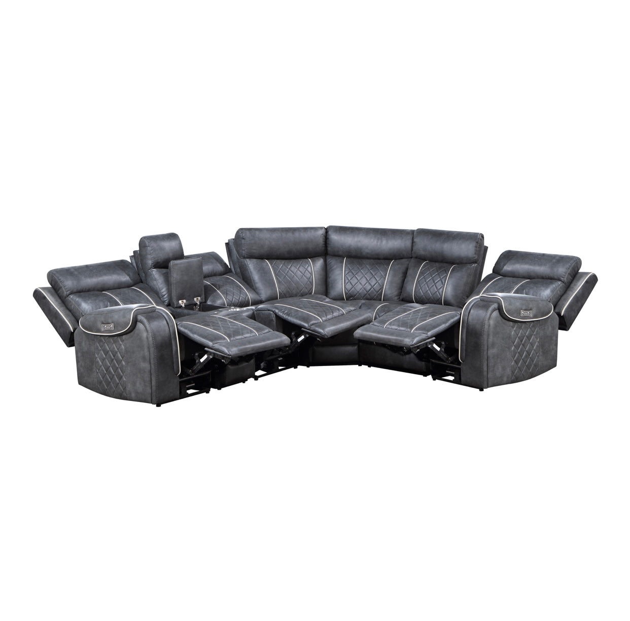 Seccional reclinable eléctrico modular de 6 piezas 9377GRY*6LRRRPW