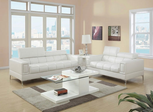 2 PCS White Sofa and Loveseat F7240