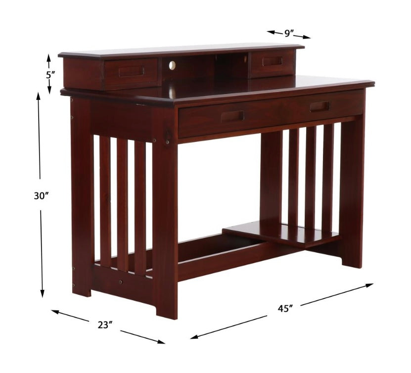 Student Desk with Hutch and Chair Merlot 2867-2867H-2875