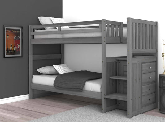 Twin/Twin Staircase Bunk Bed Charcoal 3217-T/T